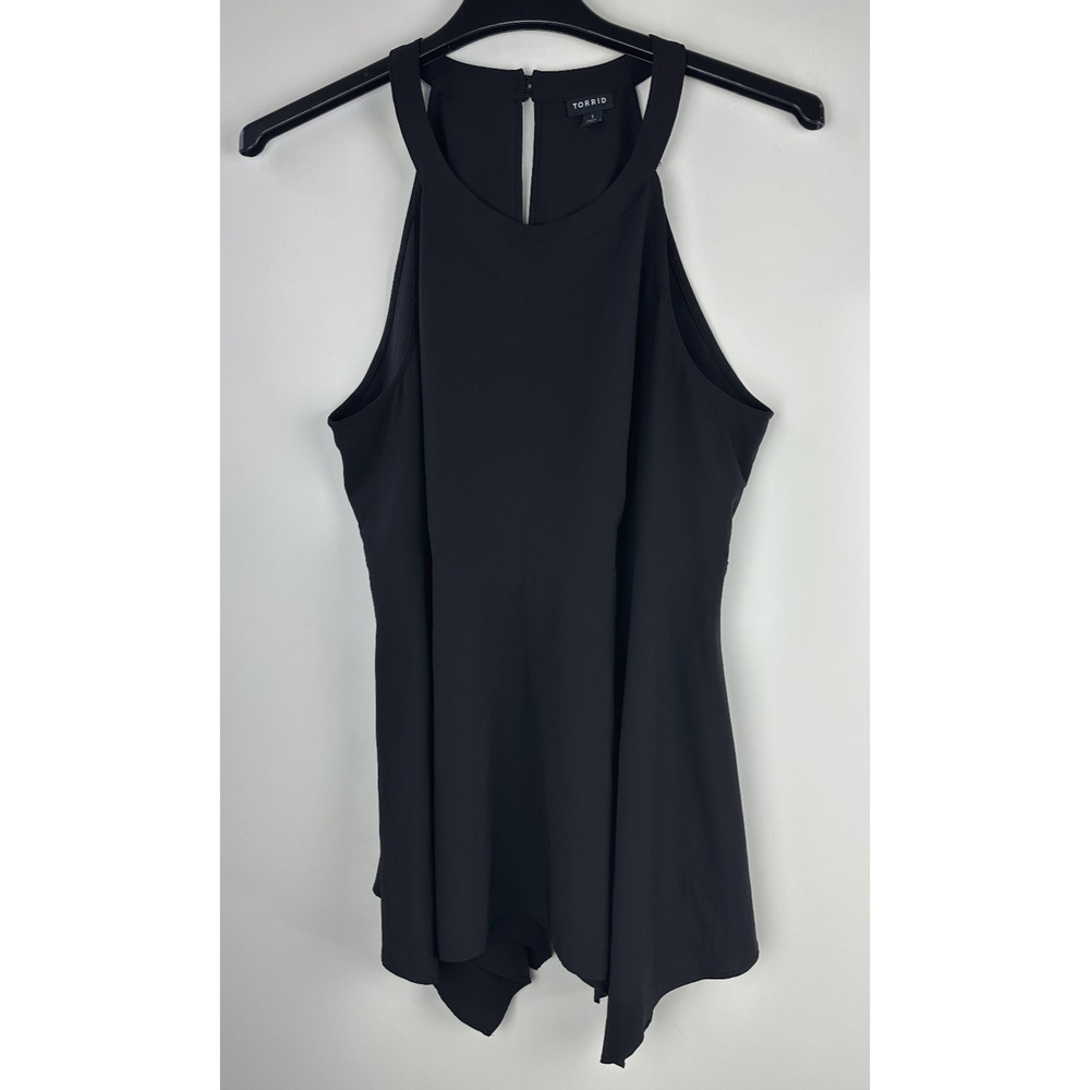 Torrid Babydoll Chablis Goddess Neck Tank Stretch Black Keyhole Plus Size 1 1X - Picture 2 of 11